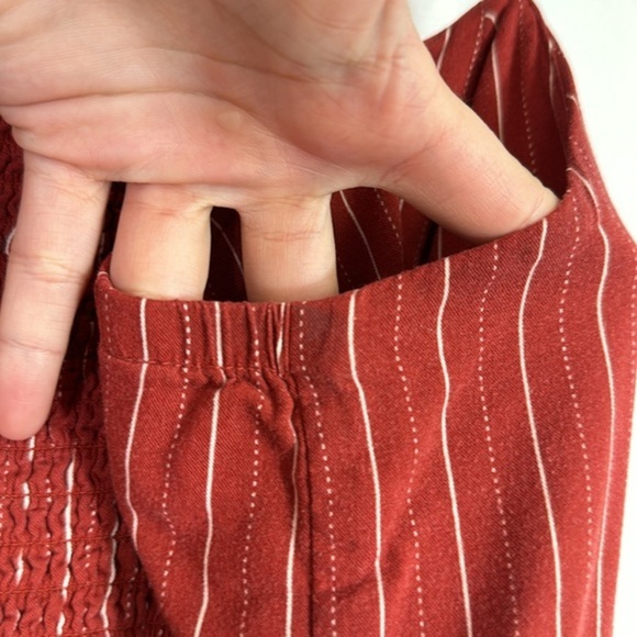 Torrid Rust Orange Stripe Challis Wide Leg Jumpsuit - Picture 14 of 15